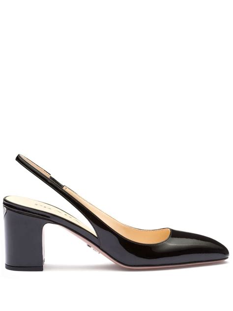 prada patent leather sling-back pumps|Prada slingback pointed toe pumps.